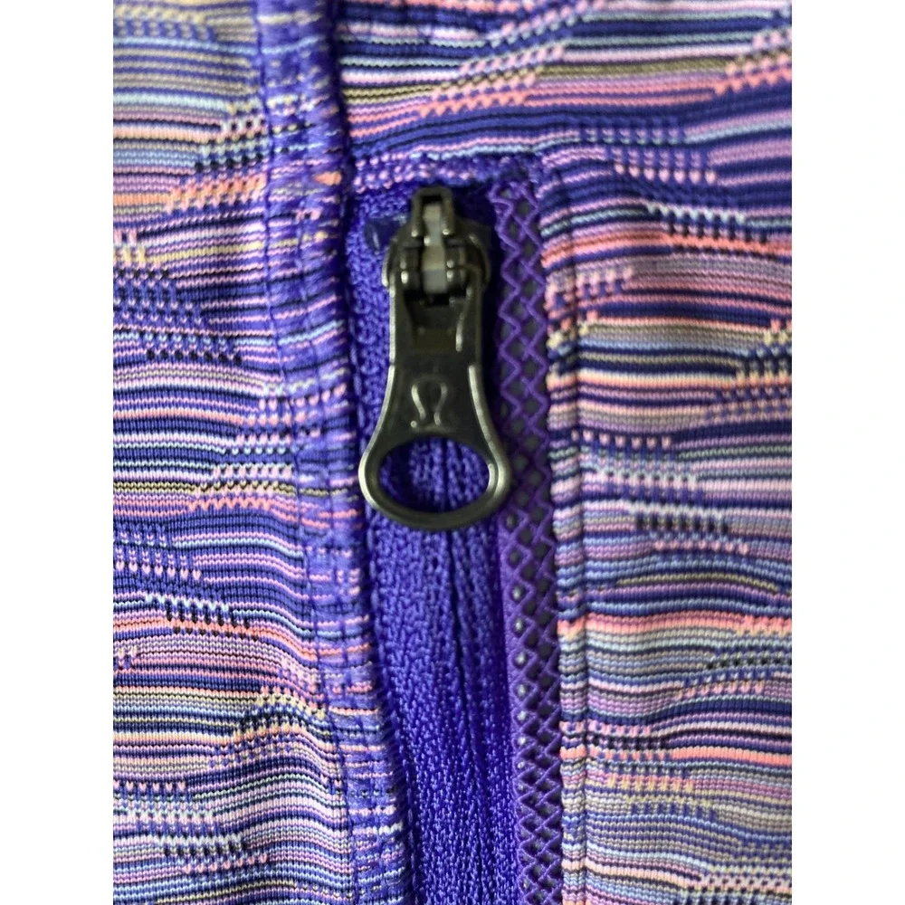 Lululemon Athletica Size 4 Purple Pink Stripe Athletic Legging Pants Zip Pockets